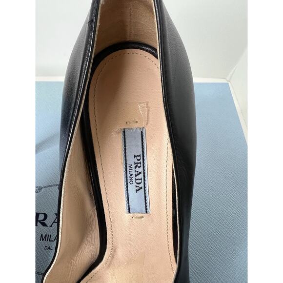 Prada Black Leather Platform Pumps, Size 38 - Picture 13 of 14